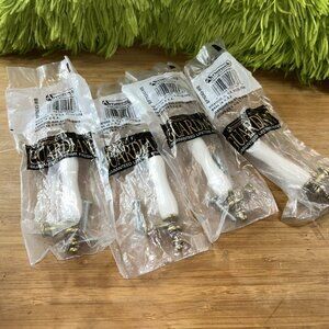 Lot of 4 Amerock Polish Brass & White Porcelain Center Cabinet Pull Handles New